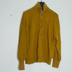 LOFT Size Small Mustard Yellow Gold 1/4 Zip Pullover Sweatshirt